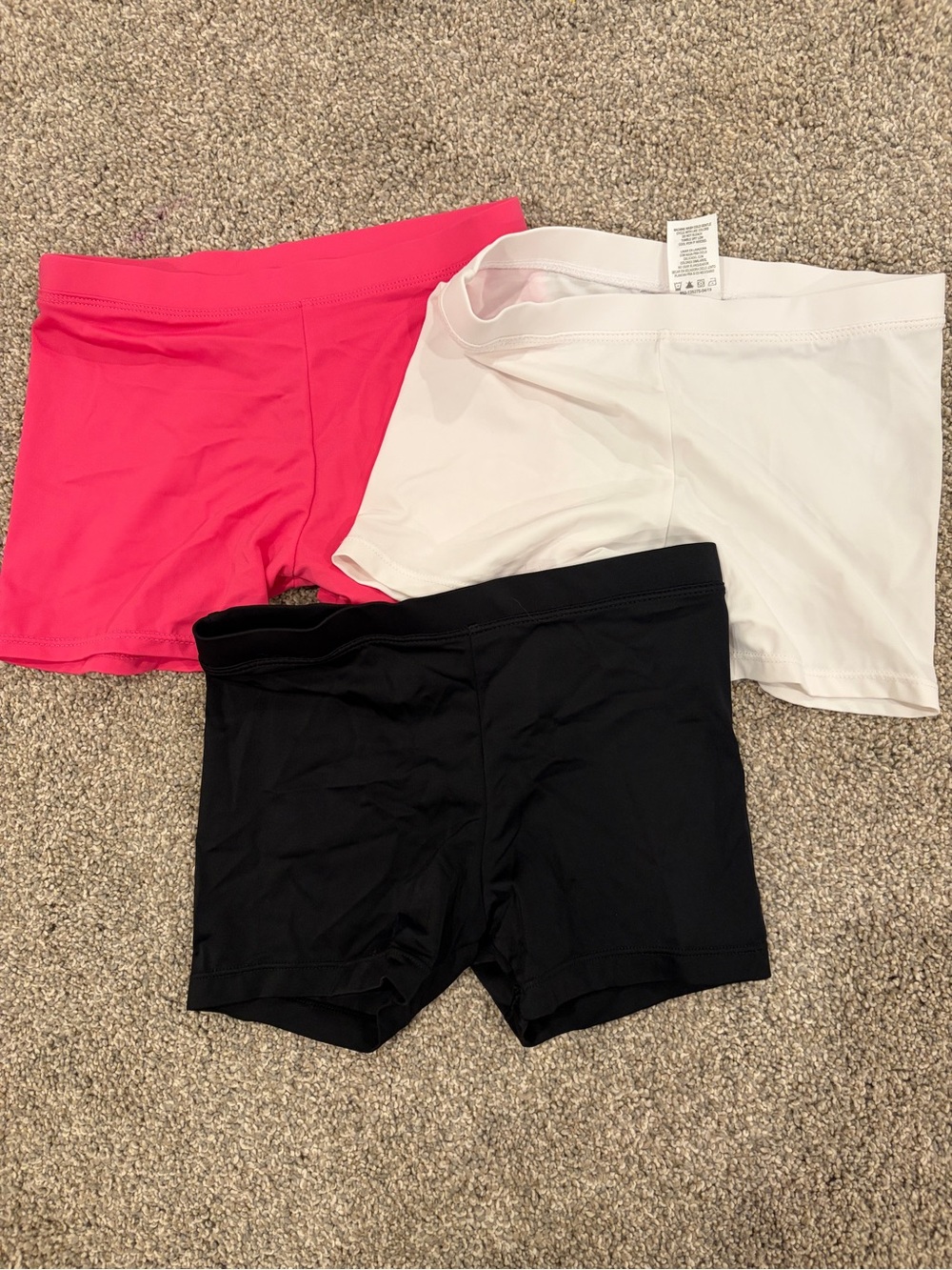 Girls Active Cheer Shorts 3-Pack — Pink, White & Black